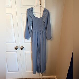 Elegant Blue Long Sleeve Jumpsuit